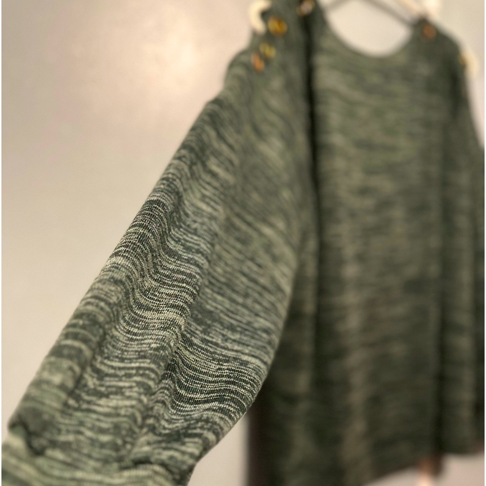 Woman green bare shoulders Blouse